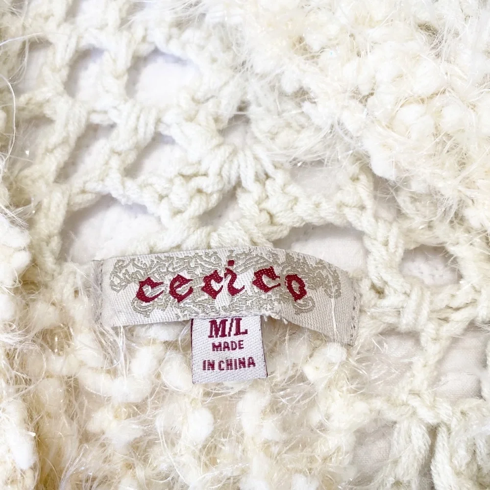 Cecico Crochet Knit Sleeveless Sweater w/Hood -M/L - Picture 4 of 9